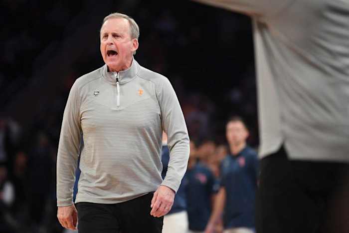 Tennessee Volunteers HC Rick Barnes during the Sweet 16 against FAU on March 24th, 2023, in New York City, New York. (Photo by Caitie McMekin of the News Sentinel)